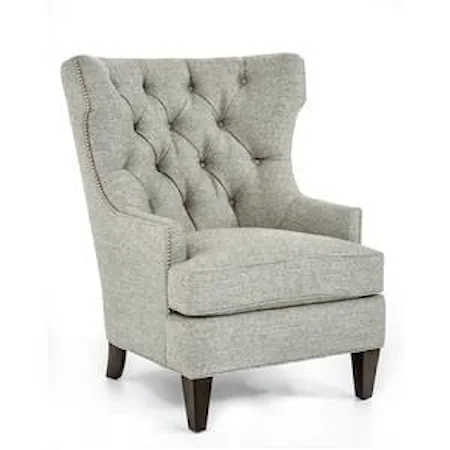 Transitional Upholstered Wing Chair with Tufted Back